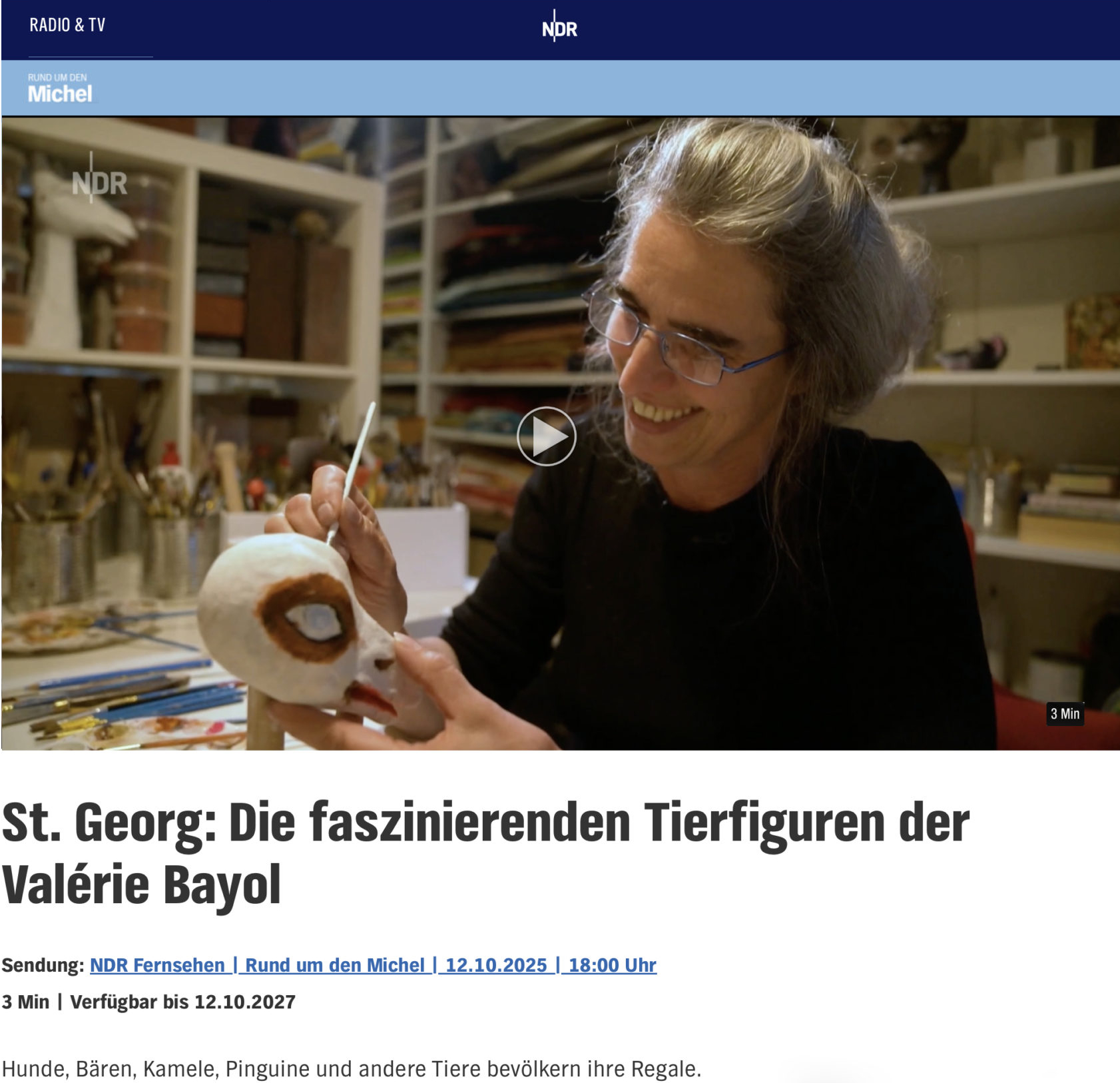 Fernsehbeitrag über Künstler in Hamburg St.Georg