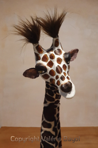 Detail Giraffe Handpuppe mit ausdrucksstarken Augen – Tierhandpuppe für Therapiearbeit – Valérie Bayol Atelier Figurart Hamburg