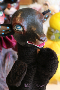 Gesichtsdetail schwarze Schaf-Handpuppe - Charakterpuppe für Therapie